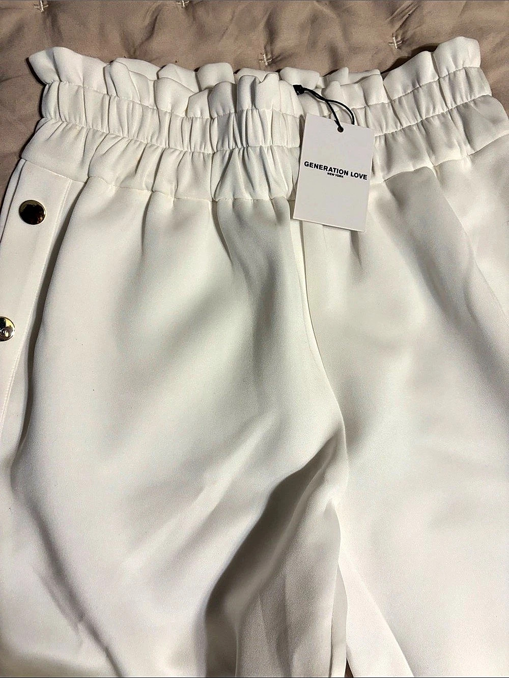 NWT Generation Love white zola scuba Lightweight Crepe Pants Wide Leg Pants, S